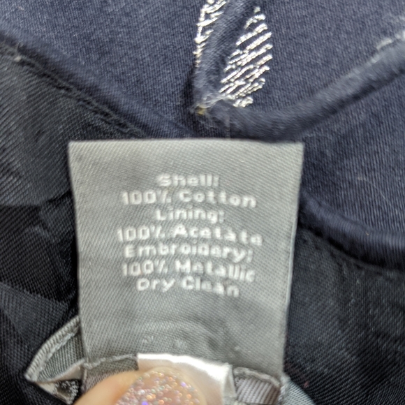 Ann Taylor Navy Silver Metallic Dress 0P Petite - Picture 2 of 7